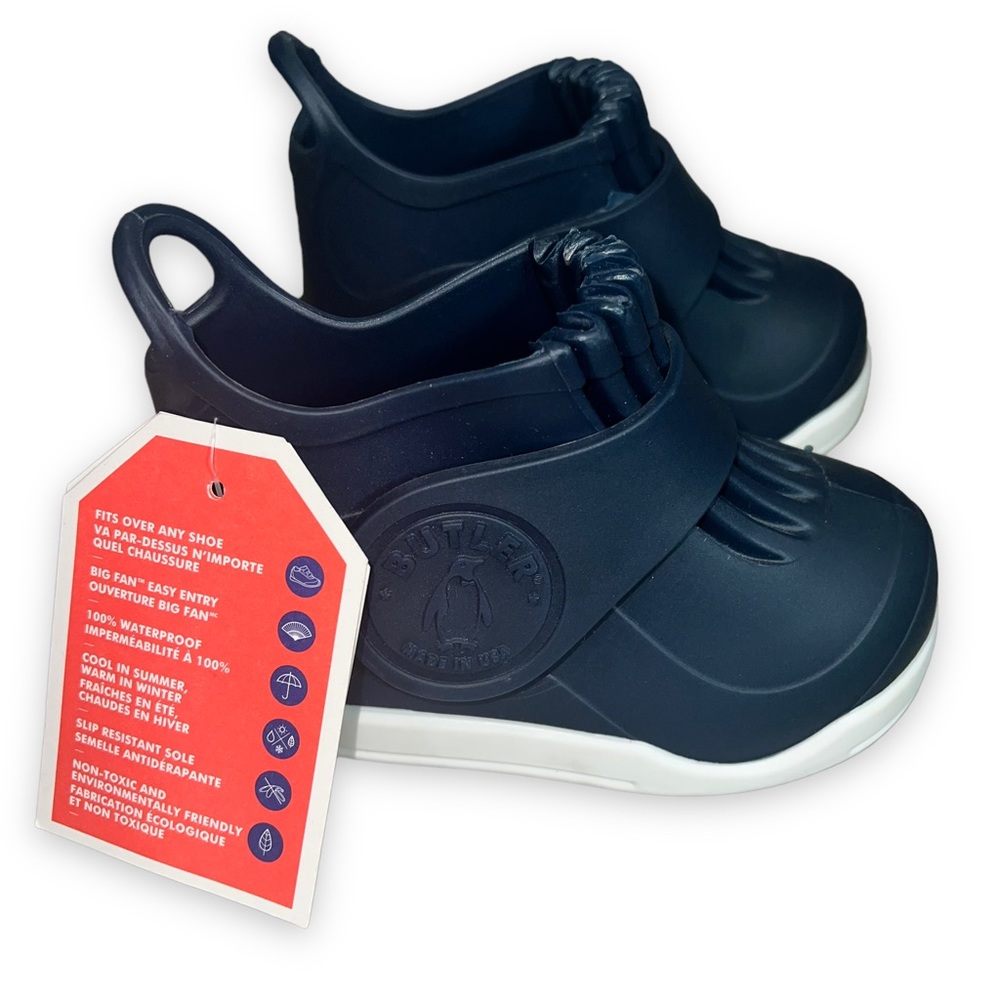 NEW Butler Navy Blue Waterproof Overboots Boys/Girls Shoe Covers for Rain Size 5